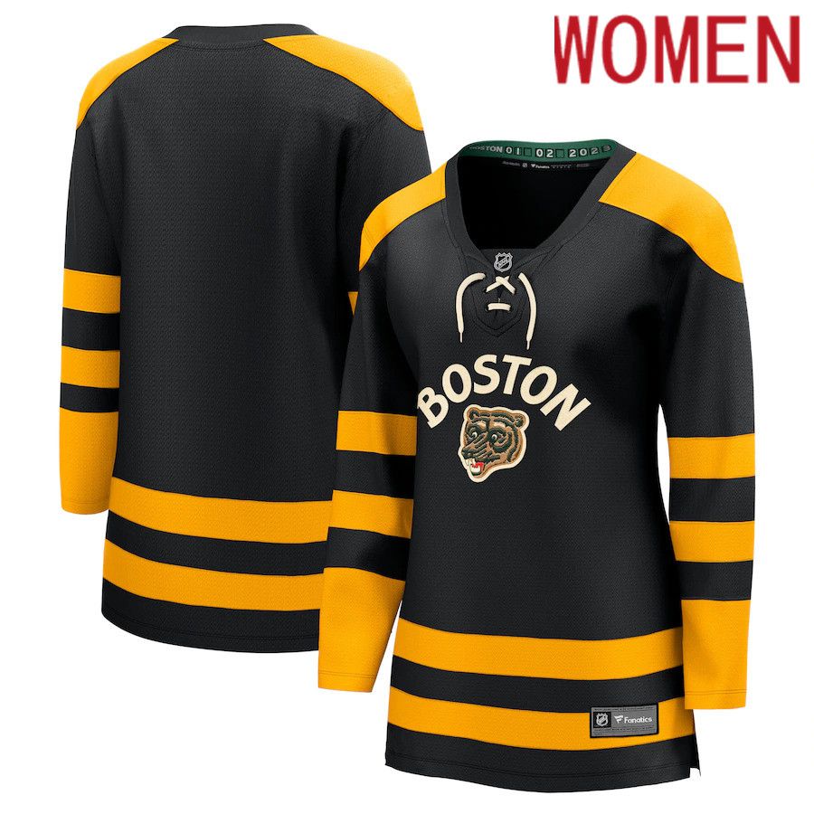 Women Boston Bruins Fanatics Branded Black 2023 Winter Classic Blank NHL Jersey
